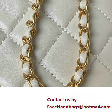 Chanel Lambskin  &  Gold-Tone Metal Baguette Bag AS4611 white 2024